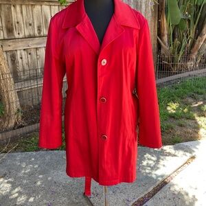 Large Red Satin Finish Trench Coat by Weatherproof